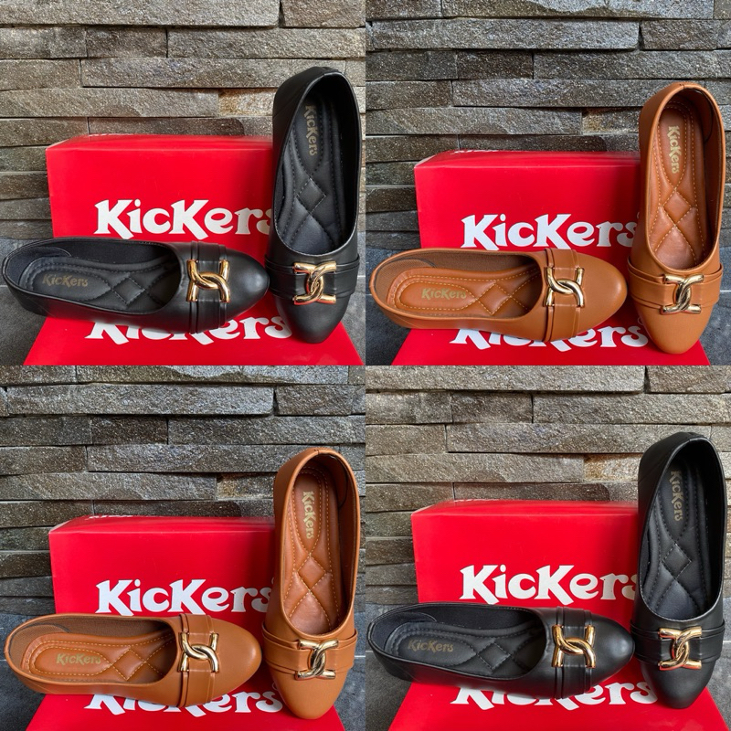 Flatshoes Hitam Wanita Anak Perempuan Kickers Sepatu Flat Shoes Elegan - Azizah