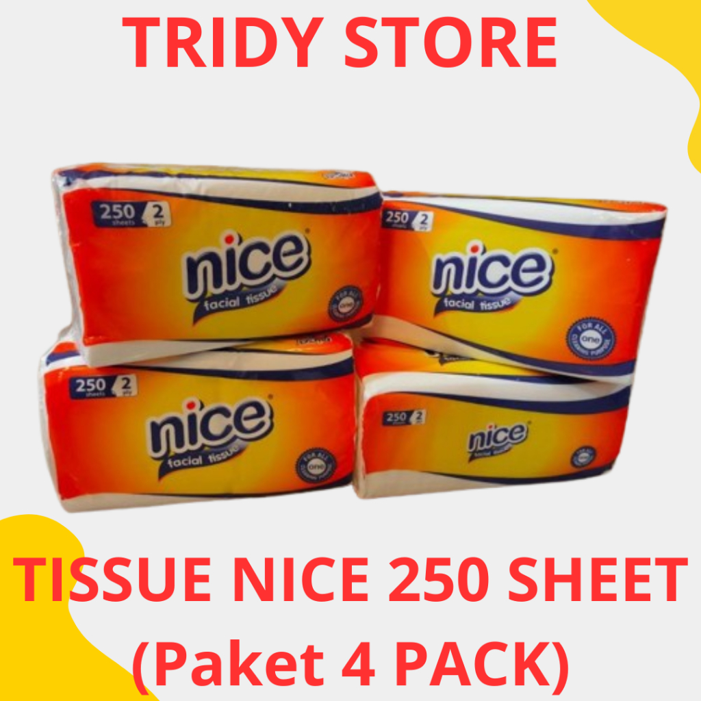 Tissue Nice 250 sheet tissue wajah putih bersih tissu kertas ( Paket 4 Pack)