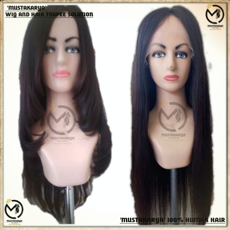 WIG WANITA wig cewek FULL CUSTOM  Tutup Botak cewek 100% Rambut Asli (Garansi jika ada semi sintetis