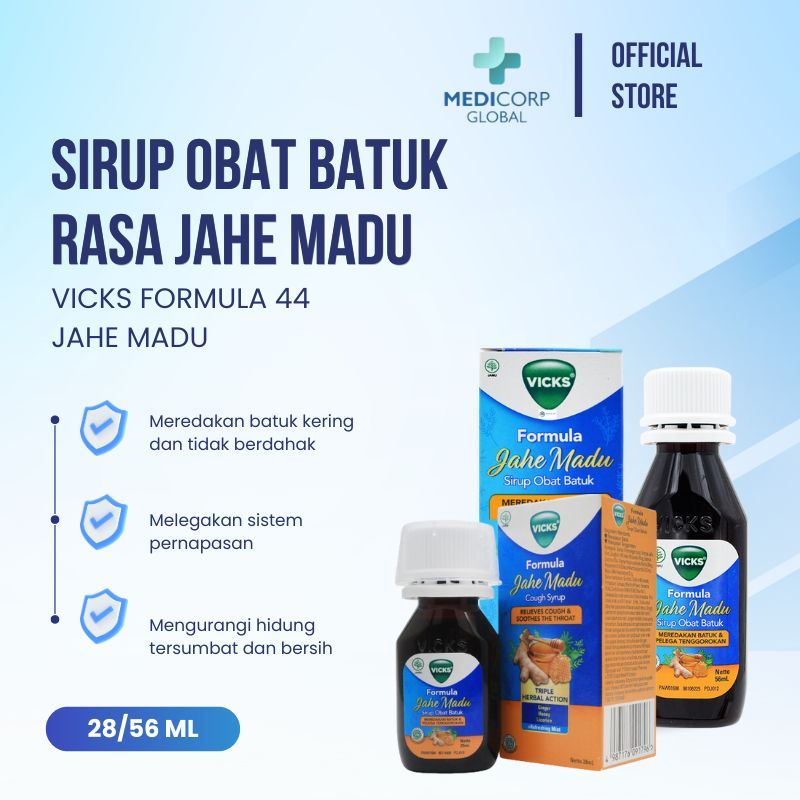 [MEDICORP] Vicks formula 44 jahe madu sirup obat batuk flu tenggorokan 28 56 ml