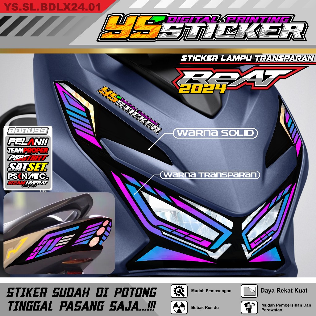STIKER Alis lampu BEAT DELUXE 2024 - variasi stiker mata alis HONDA BEAT DELUXE GEN 2.YS- 01