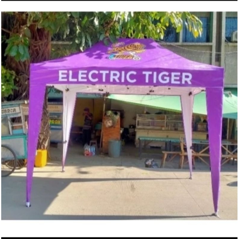 TENDA LIPAT UKURAN 2X3 RANGKA HIJAU ATAP KASTEM PRINTING RANGKA HIJAU