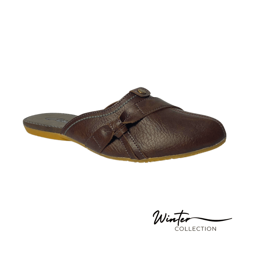 WINTERCOLLECT SANDAL SEPATU WANITA CORLIS TUTONG BUSTONG KULIT KARET MOTIF TALI PINGGIR WARNA COKLAT