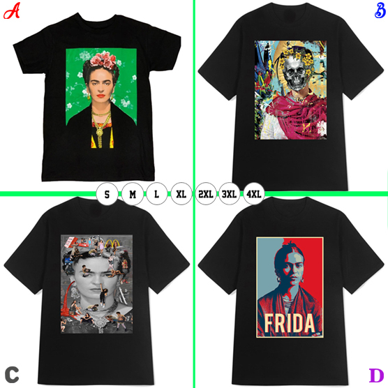 Kaos Frida Kahlo Tshirt Bahan 100% Cotton | Casual T-SHIRT Size S M L XL XXL 3XL 4XL | READY STOCK L