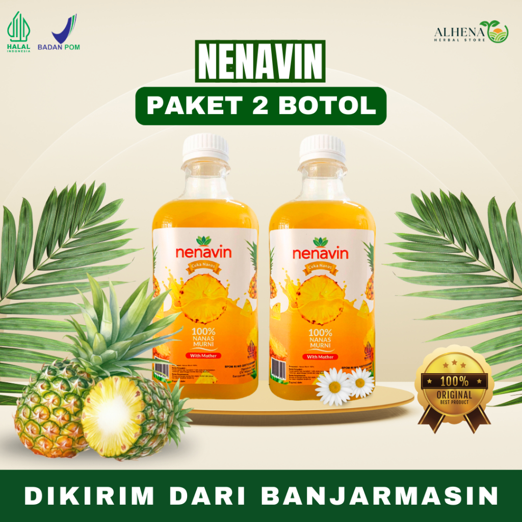 

Paket 2 Botol Nenavin (Murah) Cuka Nanas Asli Original Organik / NENAVIN / Atasi Diabetes Ampuh / Asam Urat / 100% Nanas Utuh with Mother /HALAL / BPOM