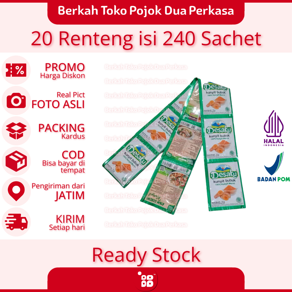 

Desaku Kunyit Bubuk 100% Kunyit Murni Paket Hemat 10 Renteng isi 120 Sachet [JATIM]