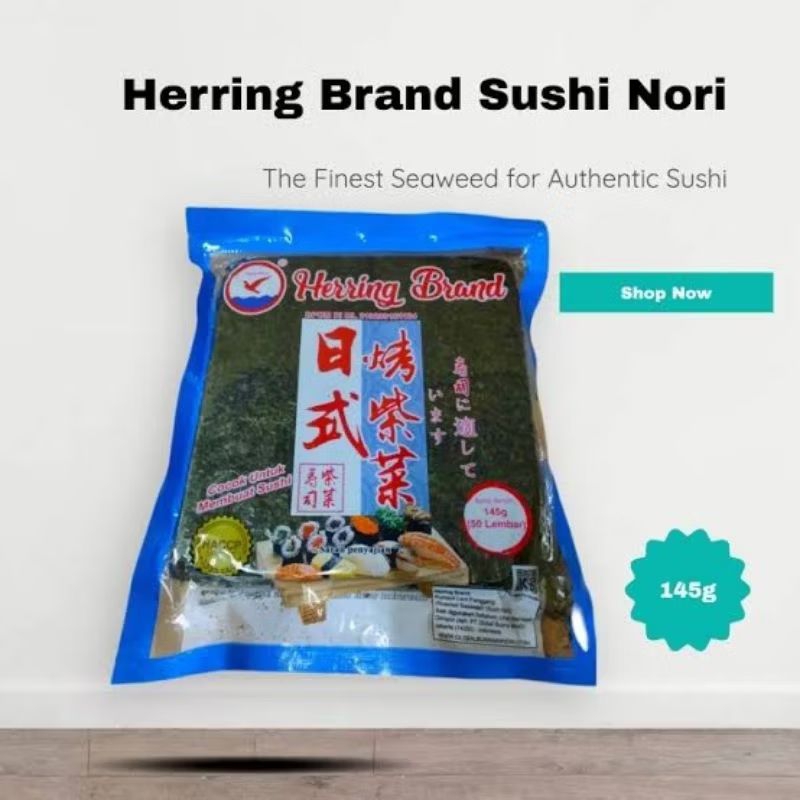 

SUSHI NORI HERING BRAND/ kemasan 145gr isi 50