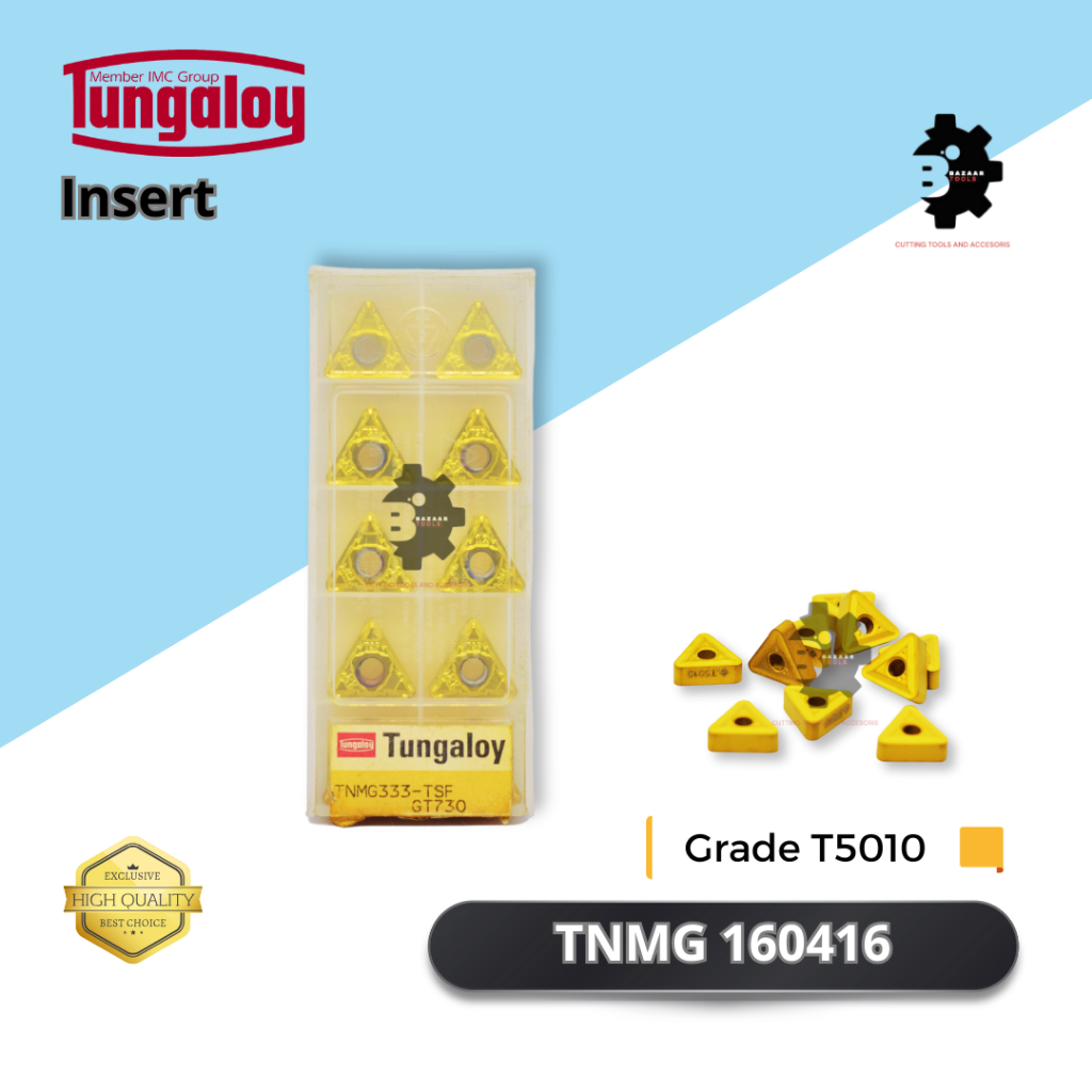 INSERT TNMG 160416 Grade T5010 - MERK TUNGALOY - Insert Pahat Bubut - Pisau Pahat - Baru - Original 