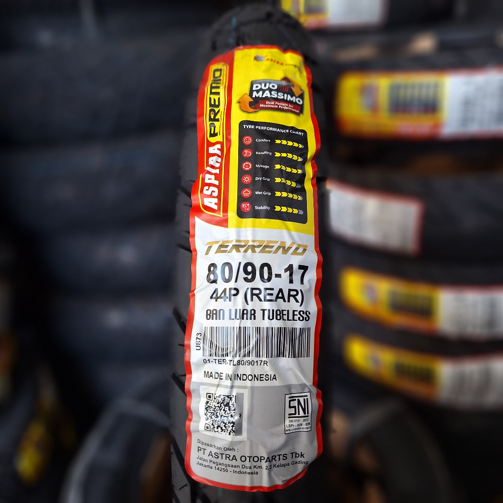 Ban Depan Aspira Premio Terreno 70/90-17 ring 17 Tubeless untuk SupraX, Revo, Blade, Satria FU