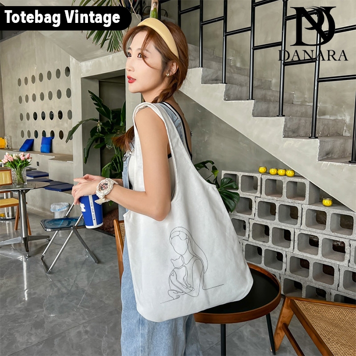 lln DANARA Tote Bag Vintage Wanita - Broken White