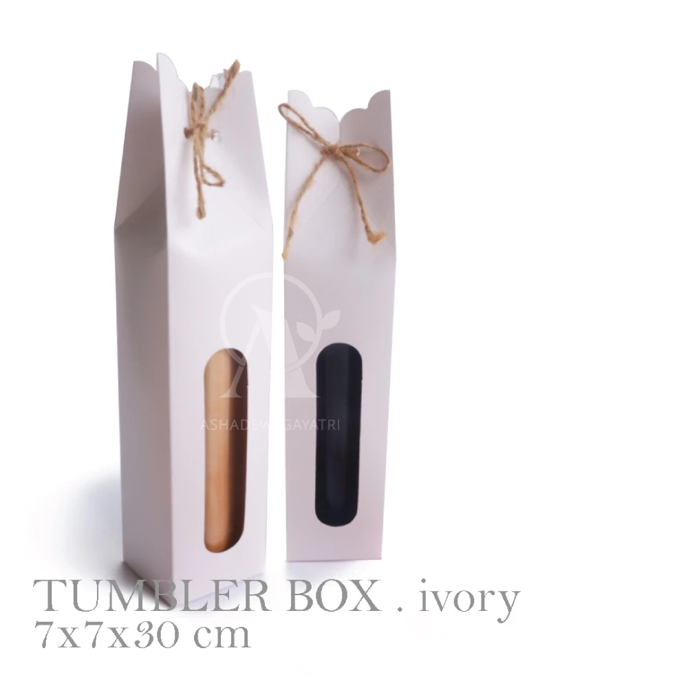 

tumbler box ivory white box botol souvenir ukuran 7x7x30cm kemasan penyimpanan bungkus kemasan