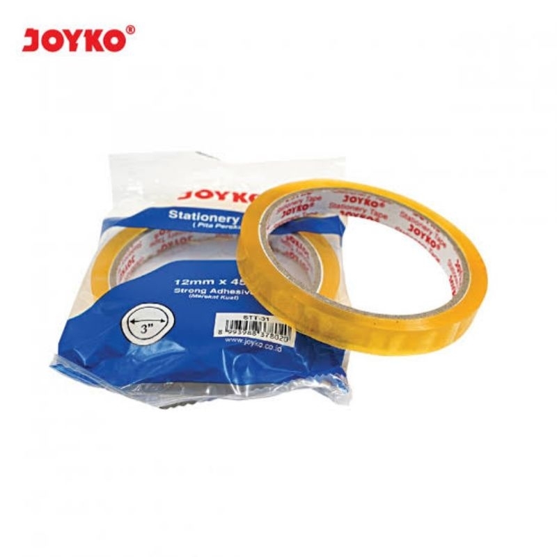 

[1LUSIN / 12 ROL] STATIONERY TAPE STT-31 JOYKO 12MM X 45M / PITA PEREKAT ISOLASI ½" STT31 JOYKO