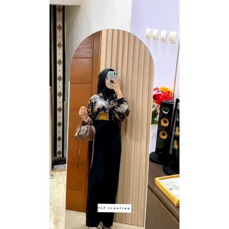 SETELAN ATASAN DAN CELANA WANITA/LUXURY MIX CRINKEL/ONE SET JUMBO WANITA/SETELAN KANTORAN WANITA ELE