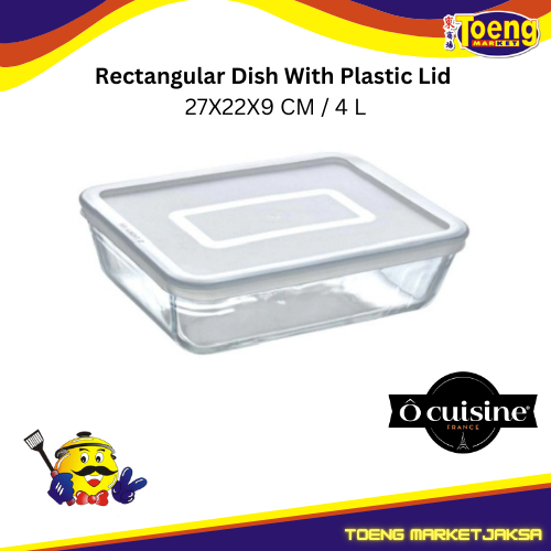 RECTANGULAR DISH WITH PLASTIC LID 27X22X9Cm 4L OCUISINE