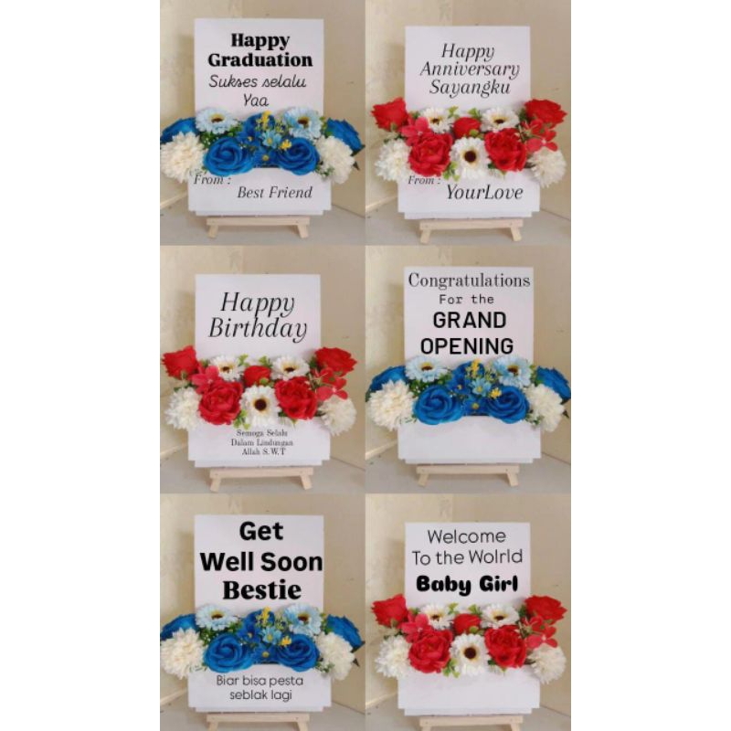 TiwTiwCraft Standing flower box mini/ papan bunga ucapan mini / papan bunga meja / kado unik