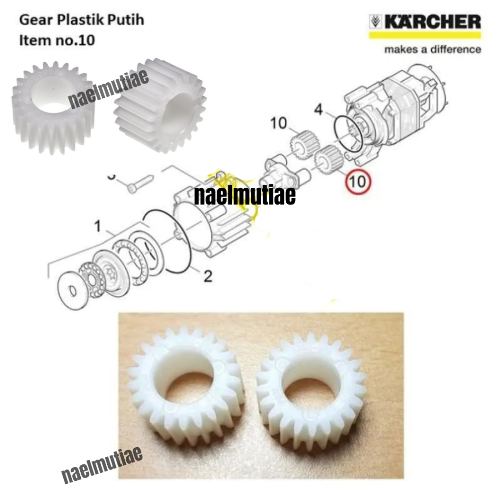 Karcher Spare Part PLANET WHEEL Gear Plastik Putih For K1 K2 / Karcher Spare Part PLANET WHEEL