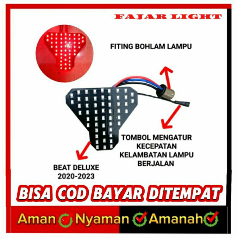 Lampu Led motor BEAT FI ESP DELUXE Stoplamp Running 10.Mode