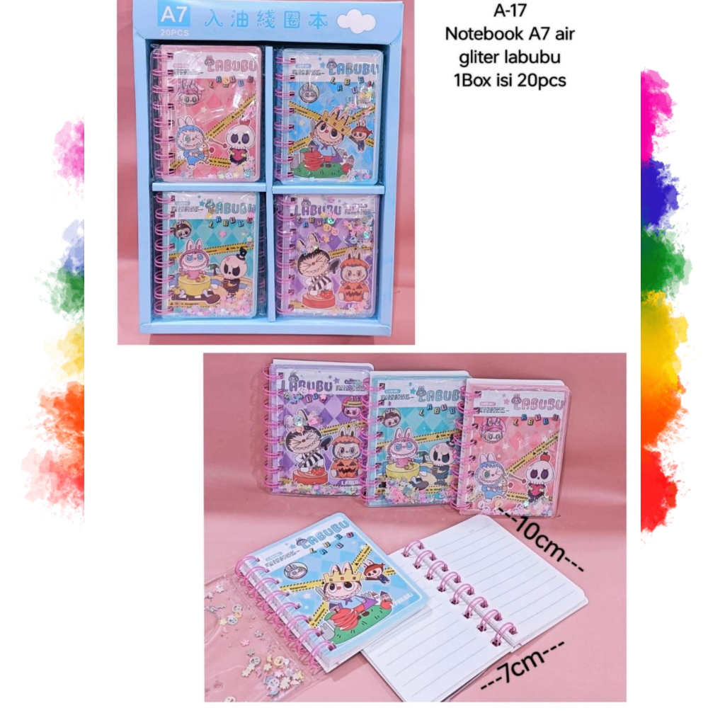 

HS - NOTEBOOK BINDER A7 AIR GLITTER LABUBU | POCKET MEMO | MINI BINDER LABUBU | RABUBU | LABUBU | BUKU AIR | MINI NOTES | BUKU A7