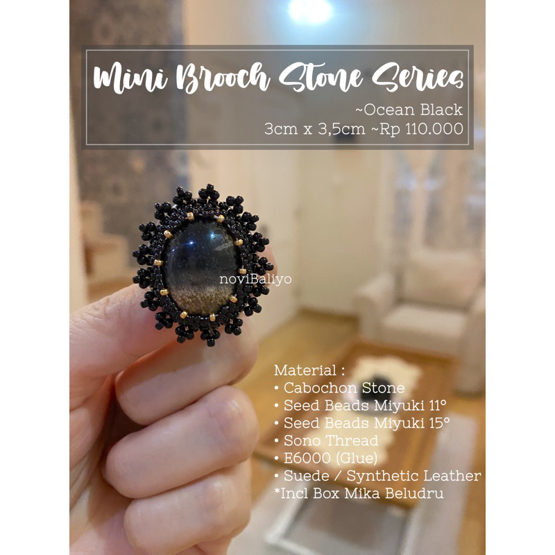 Mini Brooch Stone Series | Ocean Black