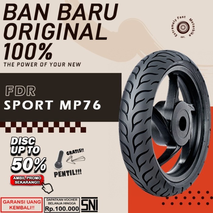 BanMotor Matic Tubeless FDR MP76 Ring 14 Ban Motor Beat Vario Scoopy PCX Aerox DepanBelakang Ring 14