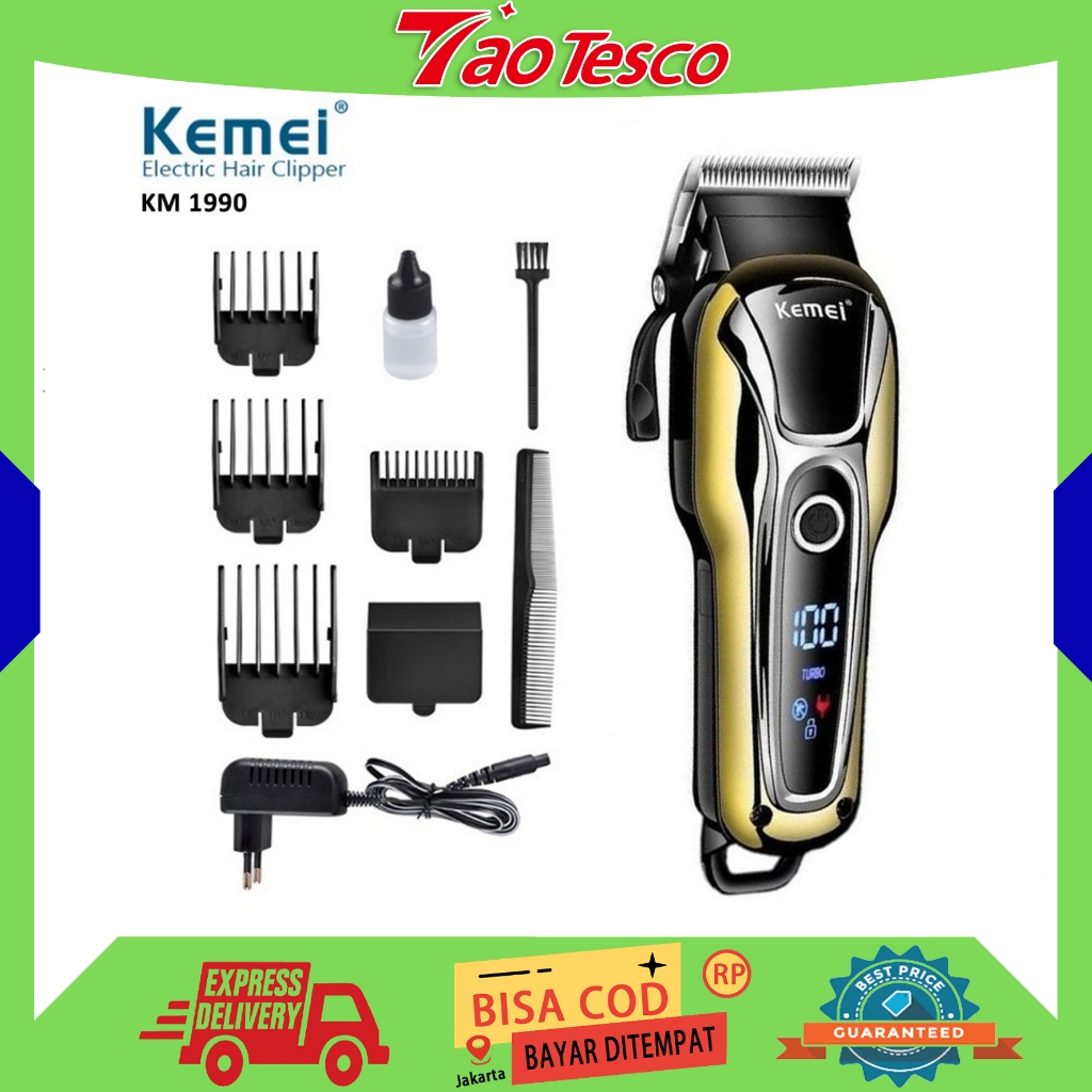 (ORI,COD0Alat Mesin Cukur Rambut KEMEI PG1990 / KM 1990 CAS Baterei LCD Display KM-PG1990
