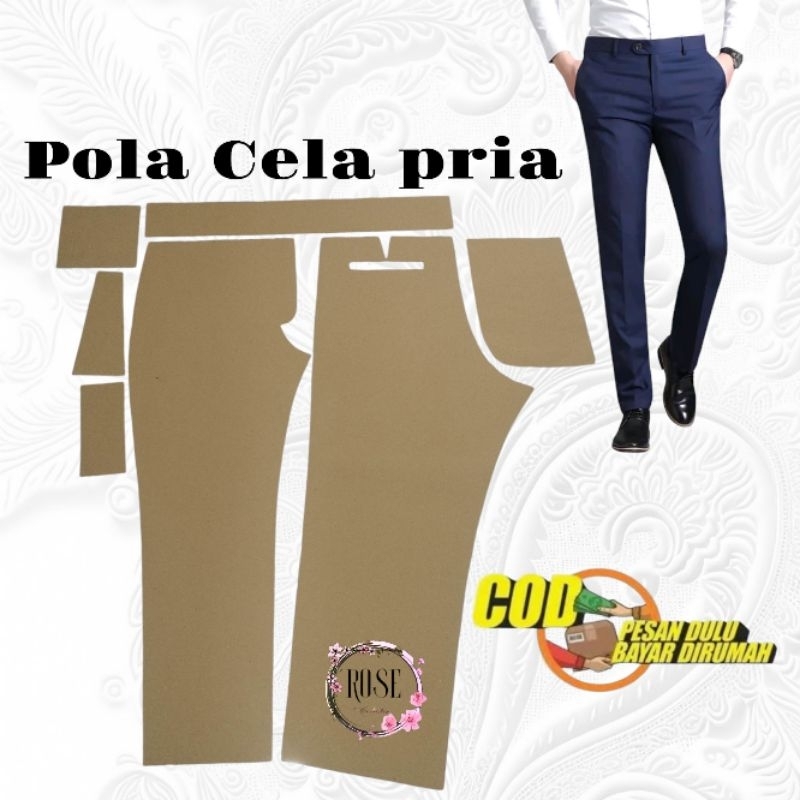 Pola celana pria panjang dewasa.