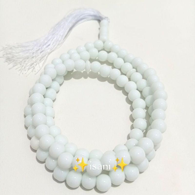 Tasbih batu giok putih susu 8mm 99 butir
