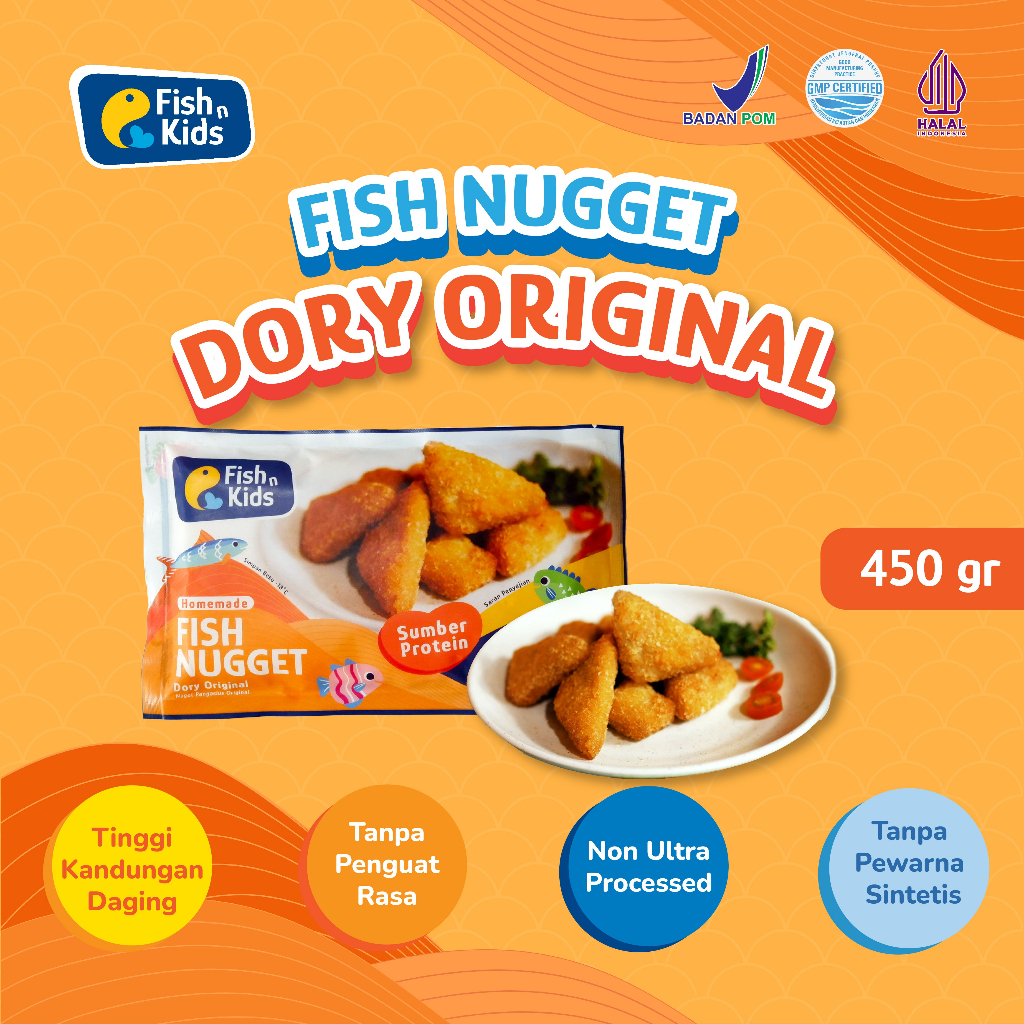 

Fish n Kids - Nugget Dori Original 450 gr Non MSG - Homemade Non UPF BPOM HALAL