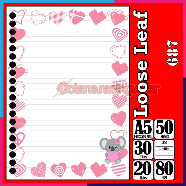 

Loose Leef Leaf A5 Isi 50 Lembar Binder Karakter Bunga pink Love cute Lucu Anime Cewe my Melody Hello Kitty Kucing Hewan Terbaru Polos refil Refill Vol-08