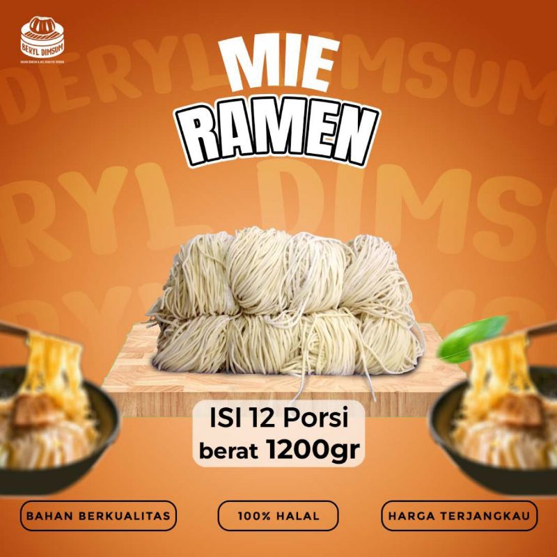 

Mi Ramen lurus mentah | untuk Mi Ramen, Mi Udon, bakmi dll | 1 pack isi 12 porsi | berat bersih 1.200 gram
