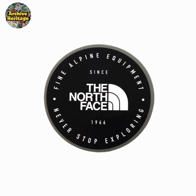 

sticker Tbe North Face never stop exploring fine alphine equipment TNF logo rounded brand clothing stiker