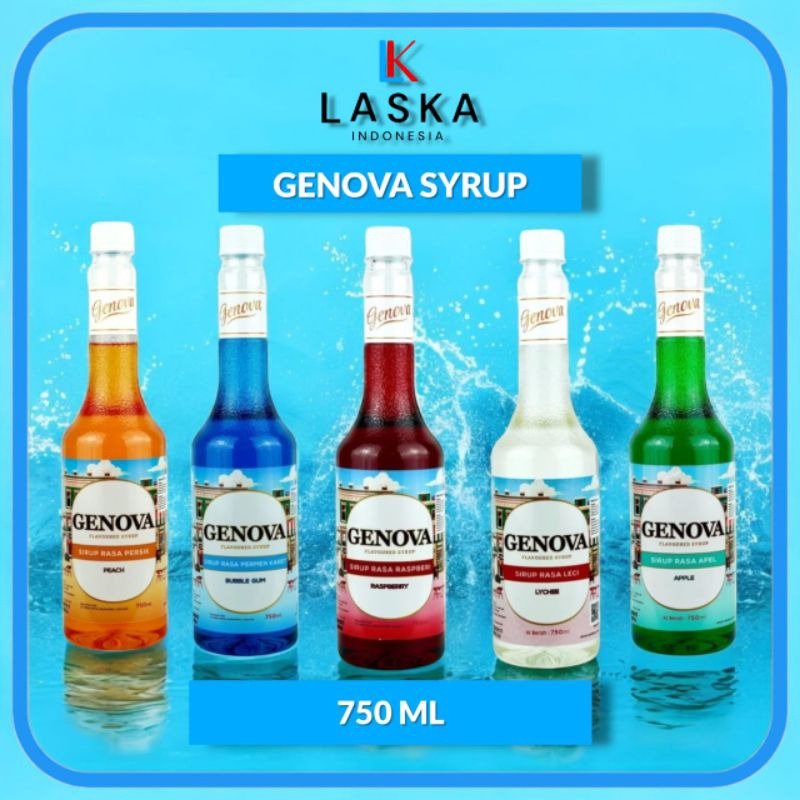 

Genova Syrup All Varian 750 ml - Sirup Genova Caramel,lychee,hazelnut,caramel,blue curacao ,cocok untuk cafe