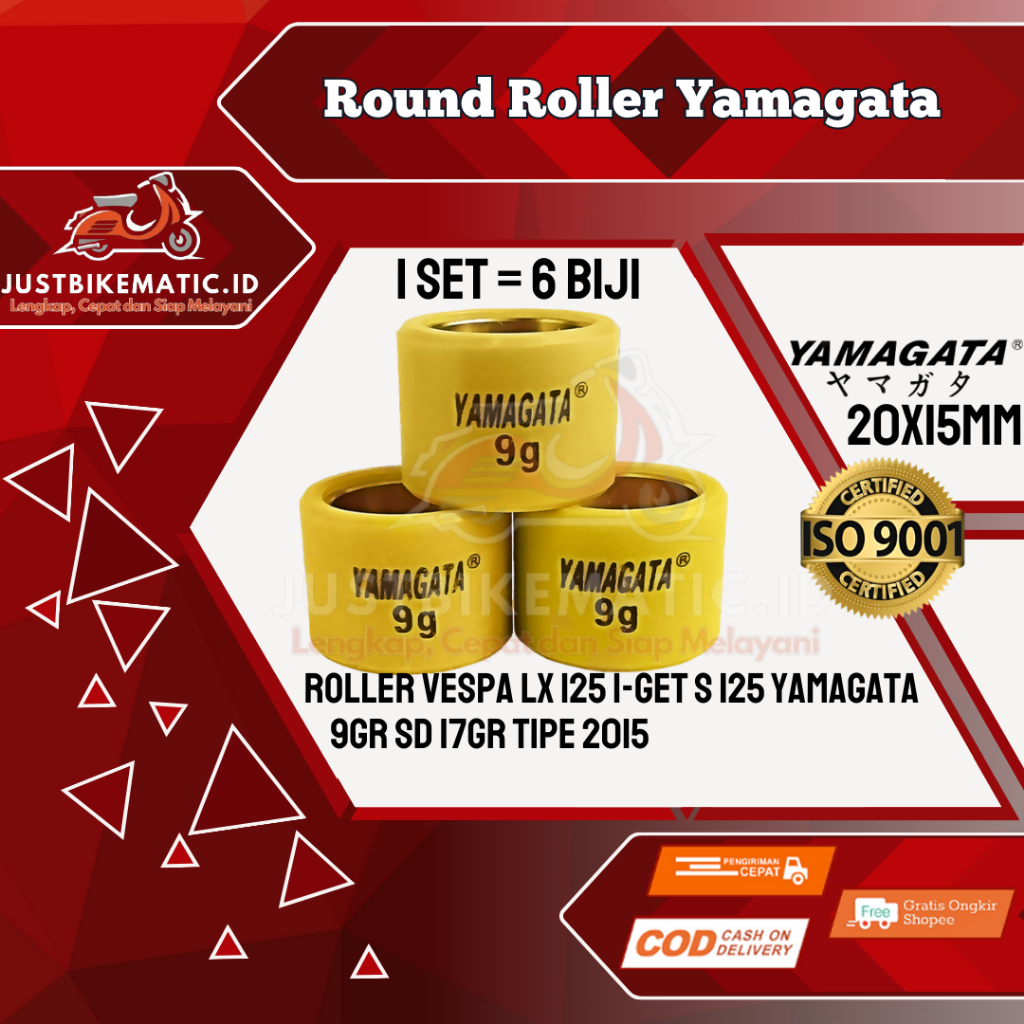 Round Roller Vespa IGET I-GET S LX 125 cc 7 gr 9 gr 10 gr 11 gr 12 gr 13 gr 14  gr 15 gr 17 gr 18 gr