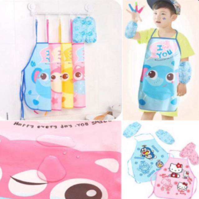 Apron Celemek Masak ANAK KARTUN / Lukis Drawing - Pelindung Baju Cipratan Masakan Dapur Anti Air Wat