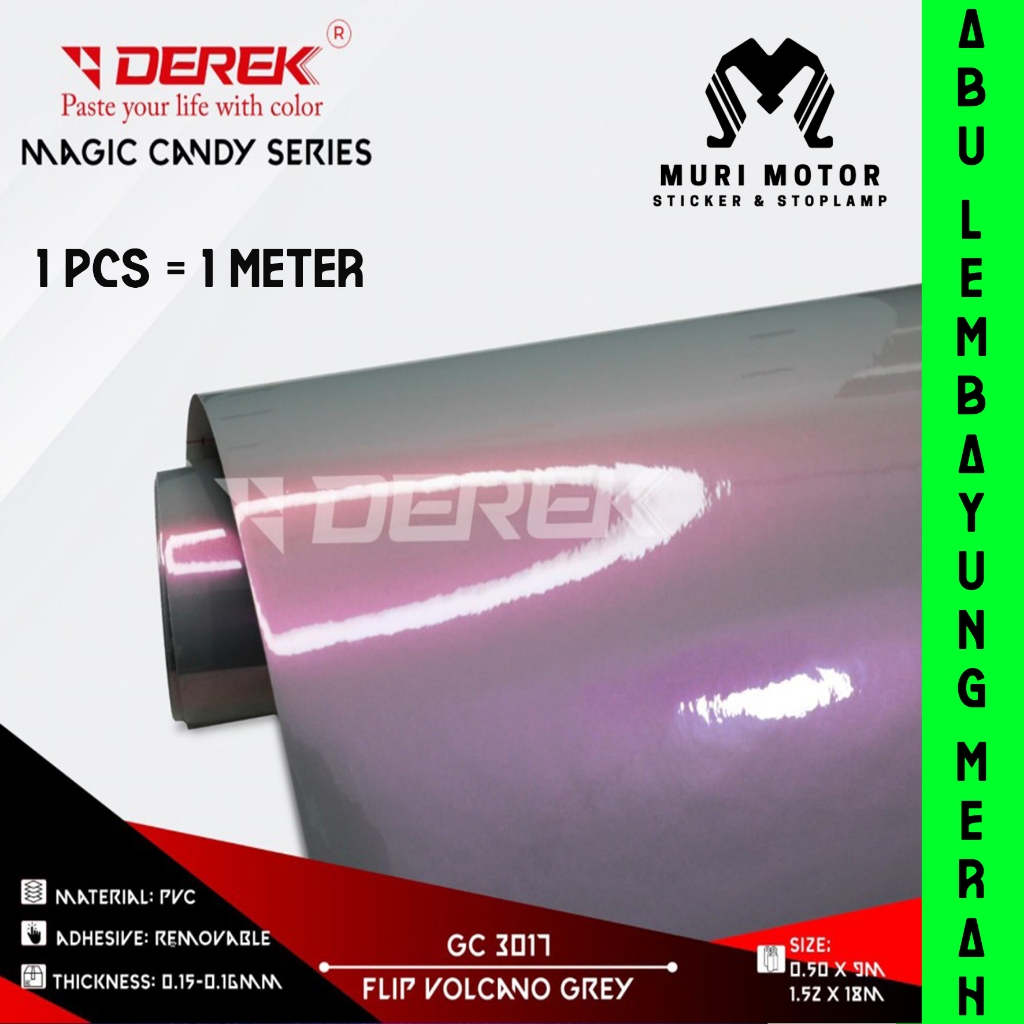 Skotlet abu lembayung merah bunglon Derek Stiker skotlite mutiara stiker Motor 1 Meter