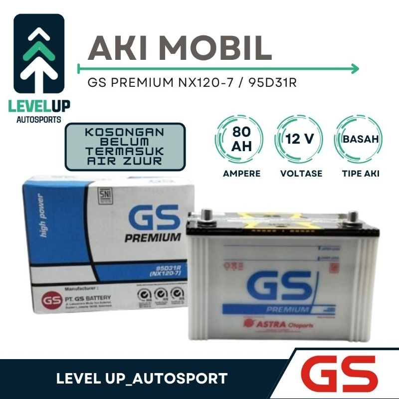 Aki GS Premium 95D31R Untuk mobil Panther, kijang diesel, forclip