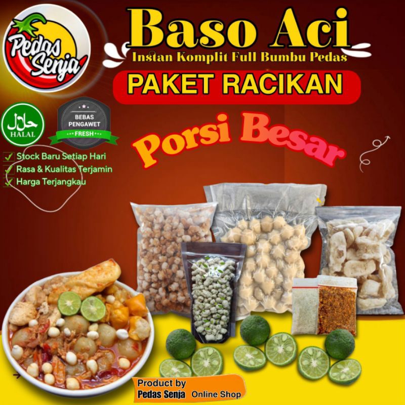 

PAKET RACIKAN Baso Aci Instan Komplit Full Bumbu Kuah Kaldu Pedas Porsi Besar Mukbang