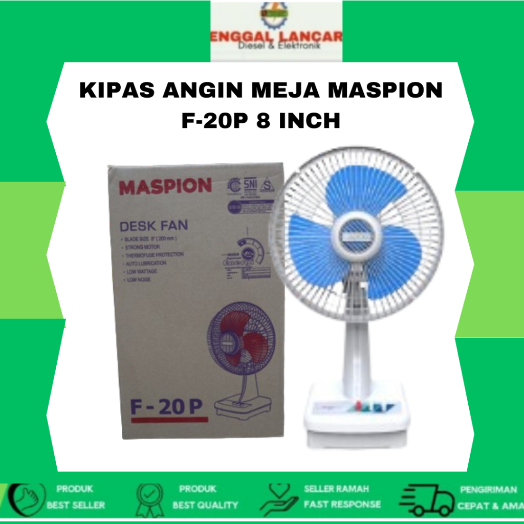 KIPAS ANGIN DESK FAN MASPION F-20P / F 20P 8" BERGARANSI  KIPAS ANGIN MEJA