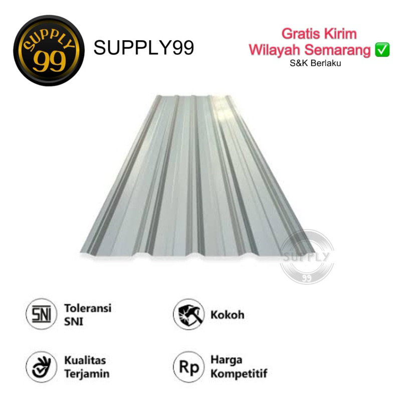 Galvalum bukan Kencana Spandek Tebal 025 & 030 STANDARD Merk SNI