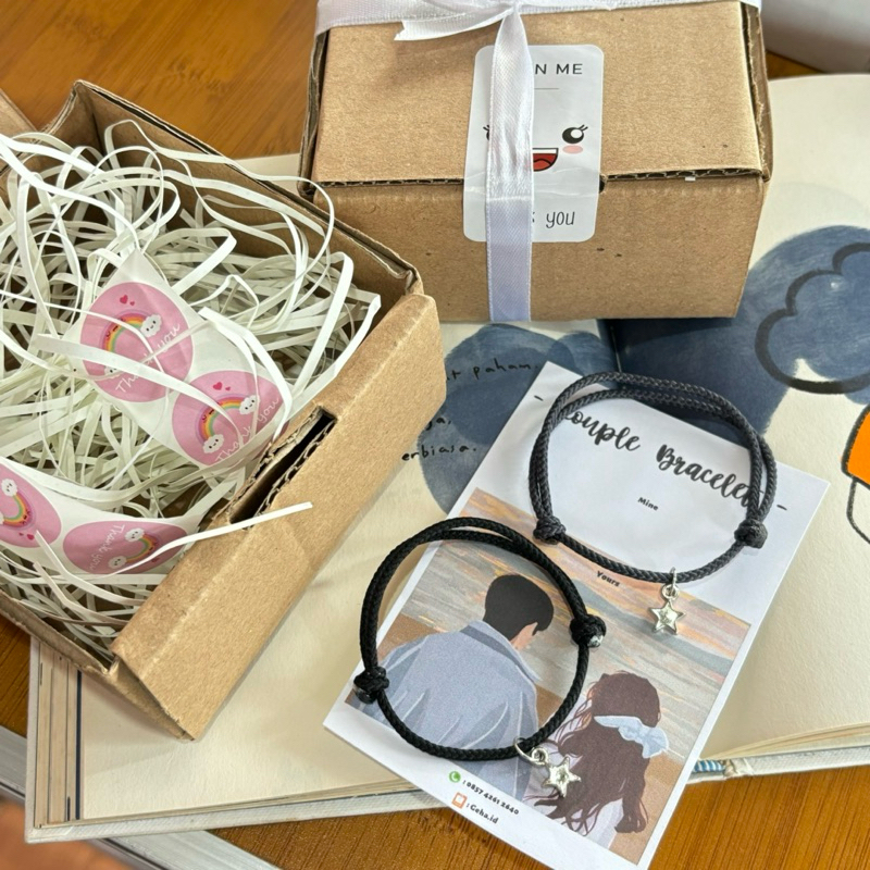 Gelang magnet couple liontin bintang silver (free box) | Gelang couple untuk kado | Gelang couple da