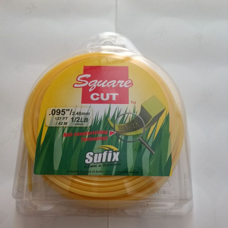 Senar Potong Rumput/Tali Senar Pemotong Rumput Sufix 1/2LB Square 2,4 MM  42 Meter
