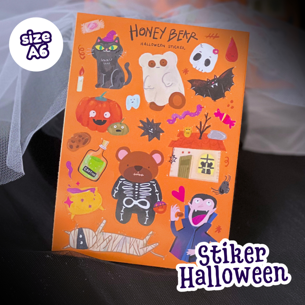 

STIKER HALLOWEEN A6 Honeybear Bakery Karakter Halloween Stationery Kado