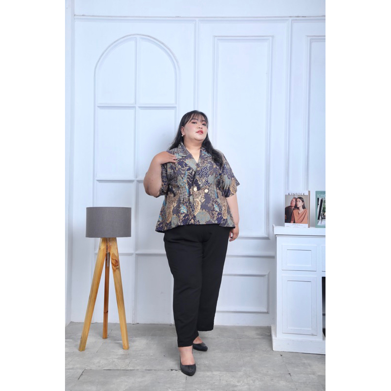 Baebasica - RAHAJENG Blazer Batik Jumbo Blazer Big Size Outer Batik Bigsize Blazer Jumbo LD 140