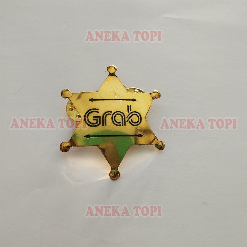 Pin Grab Model Bintang Pin Bros Bintang Komunitas Grab Bahan Logam - Aneka Topi