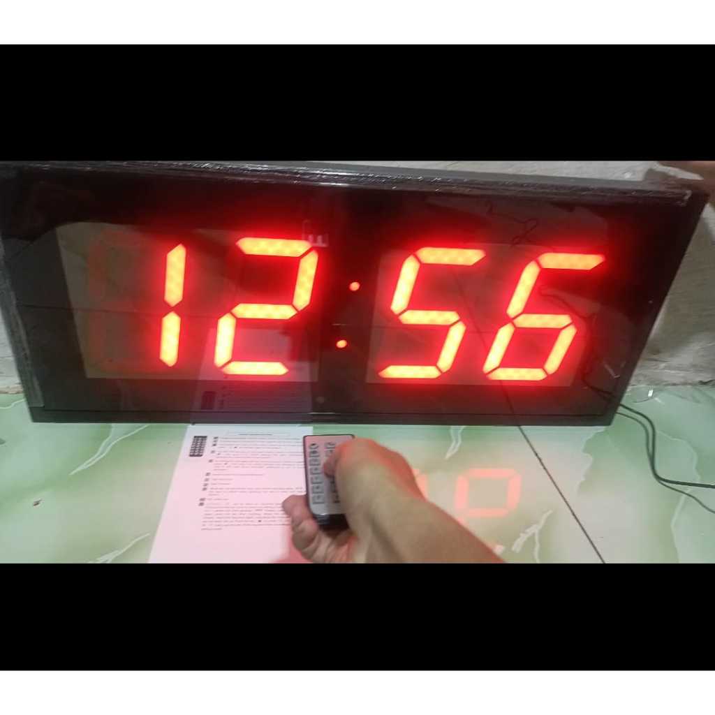 Jam Dinding Digital JUMBO Digital LED Merah 7030 KUAT & AWET DIPACKING KAYU & BUBBLE WARP