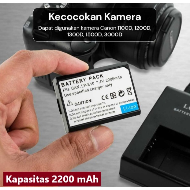 Baterai Canon LP-E10 / Baterai Kamera Canon 1100D 1200D 1300D 1500D 3000D.