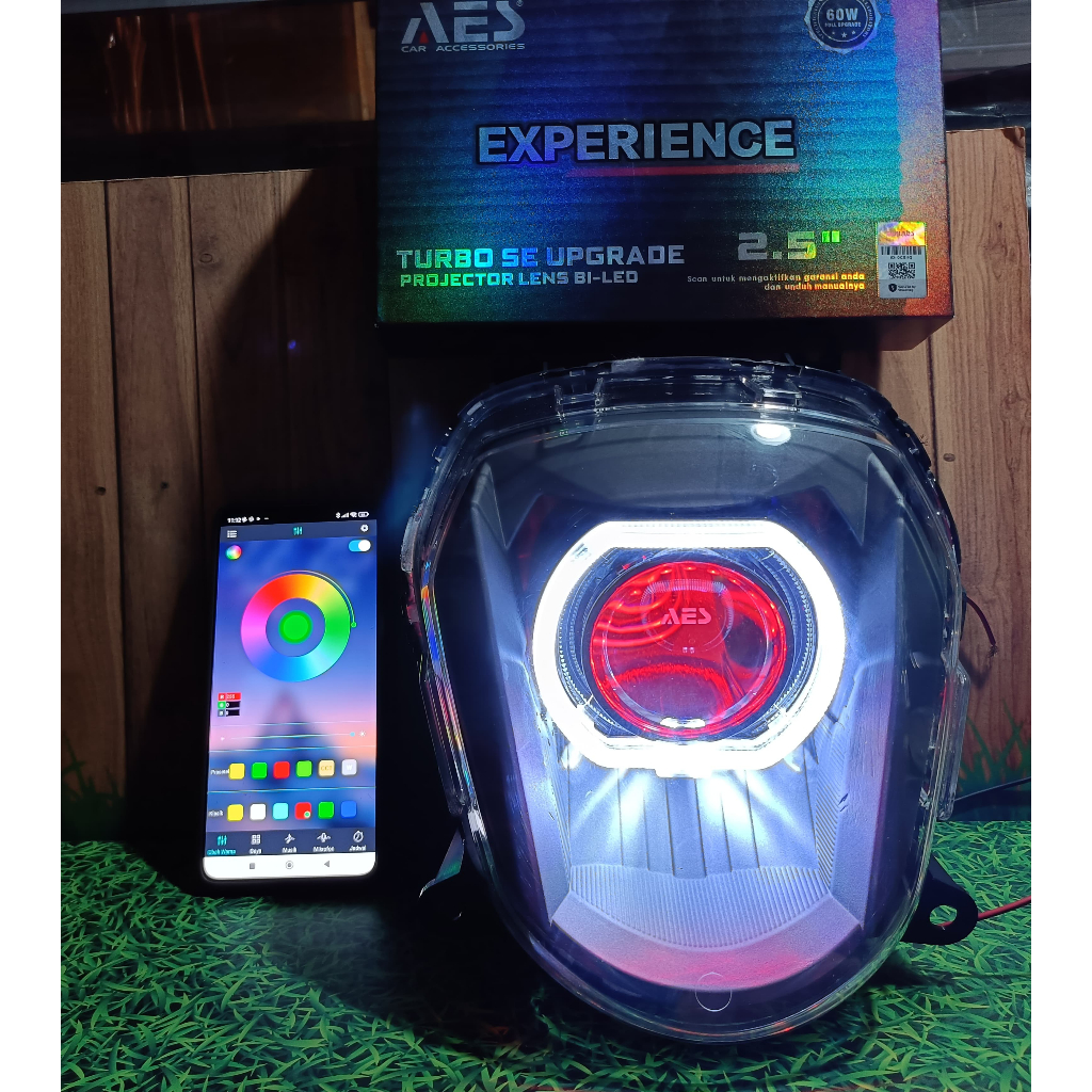 LAMPU BILED GENIO SEPAKET REFLEKTOR PROJIE BILED AES TURBO EXSPERIENCE 60 WATT