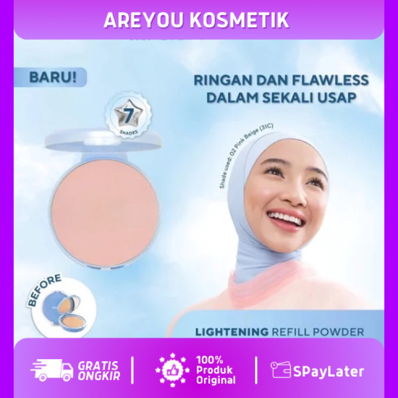 [ARE YOU] NEW Wardah Refill Lightening Powder Foundation Light Feel 12 g - Bedak Padat Medium-Builda
