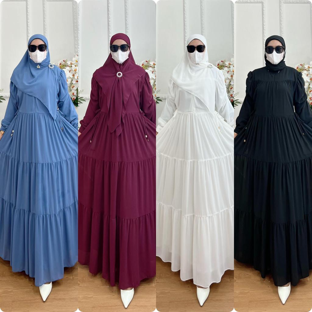 AJE ZAS - Gamis Syar'i Free Cadar Tali Kode - DEVINA Bahan Ceruty Beby Doll