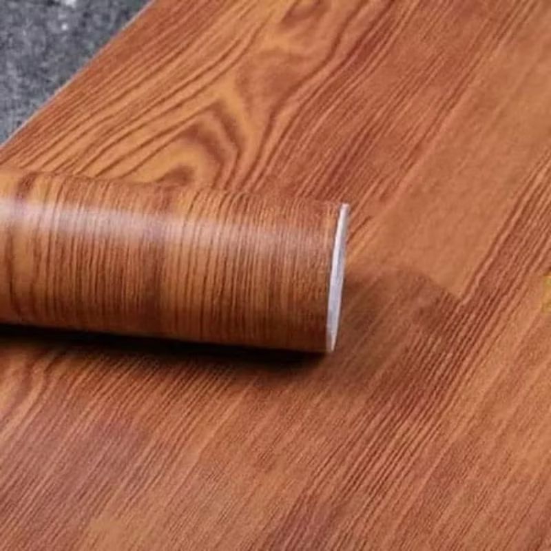 Wallpaper Sticker Dinding Motif Kayu Triplek Coklat